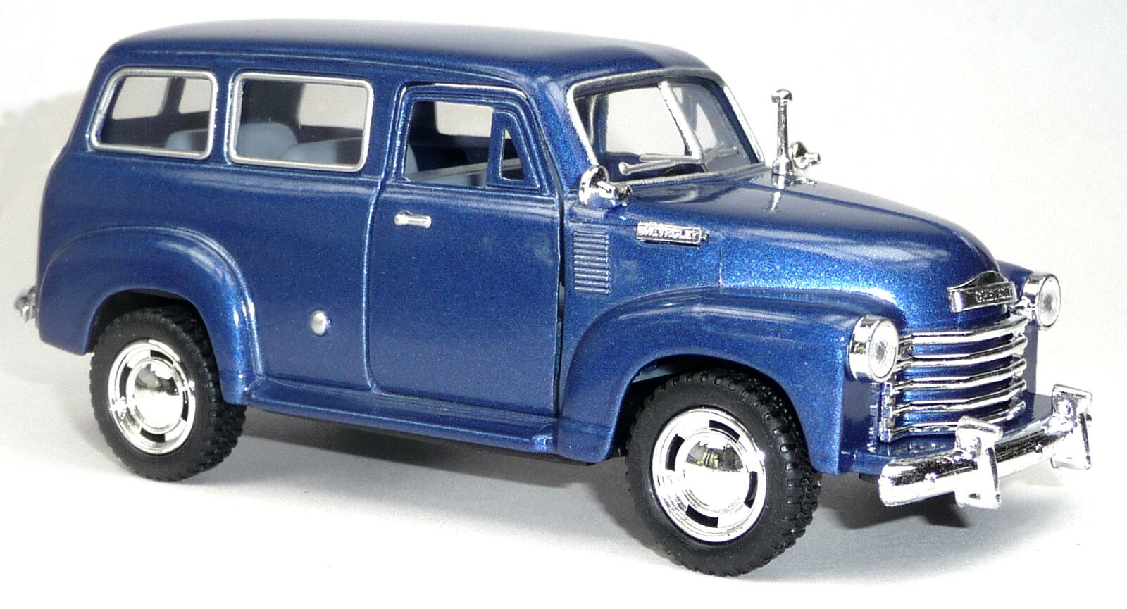 Chevrolet Suburban 1950 Modellauto blau metallic Vorderansicht