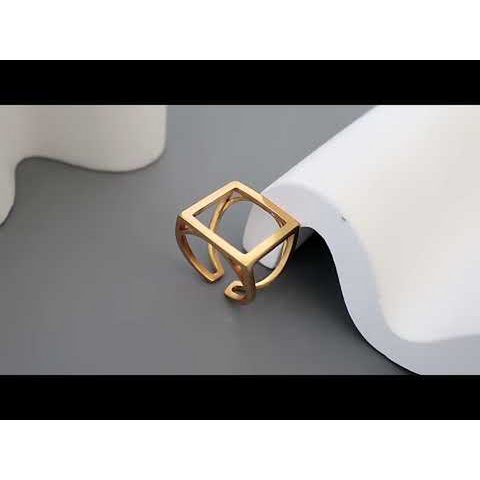Quadratischer Ring aus Sterlingsilber und Gold-Vermeil mit auffälligem Look