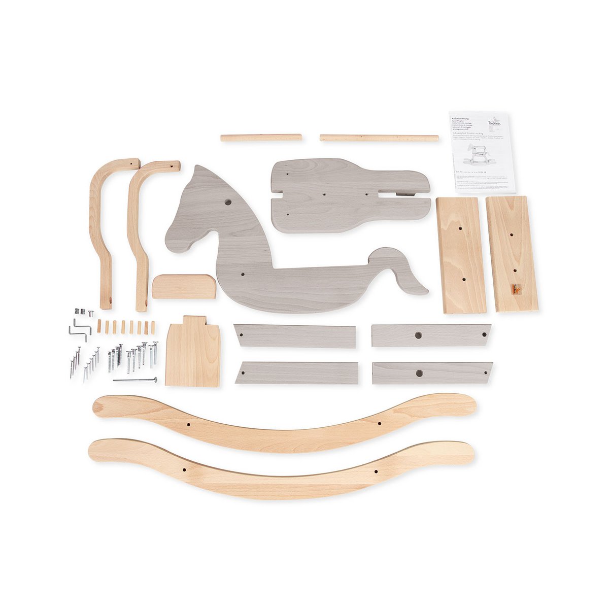 Rocking horse „Pinolino” with ring, grey/natural