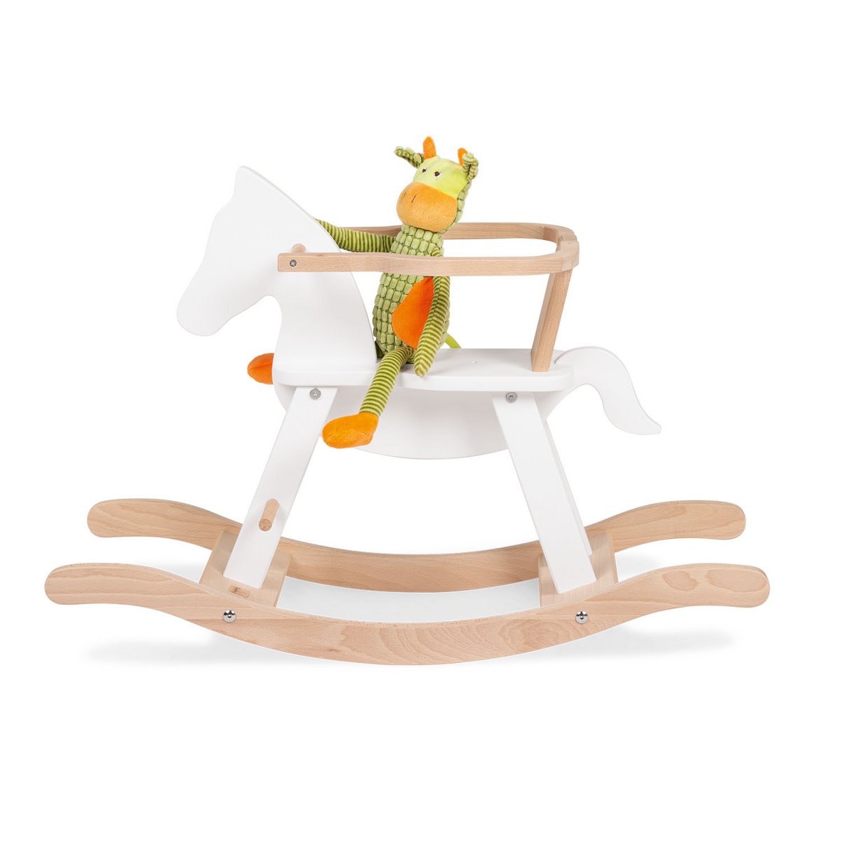 Rocking horse „Pinolino” with ring, white/natural