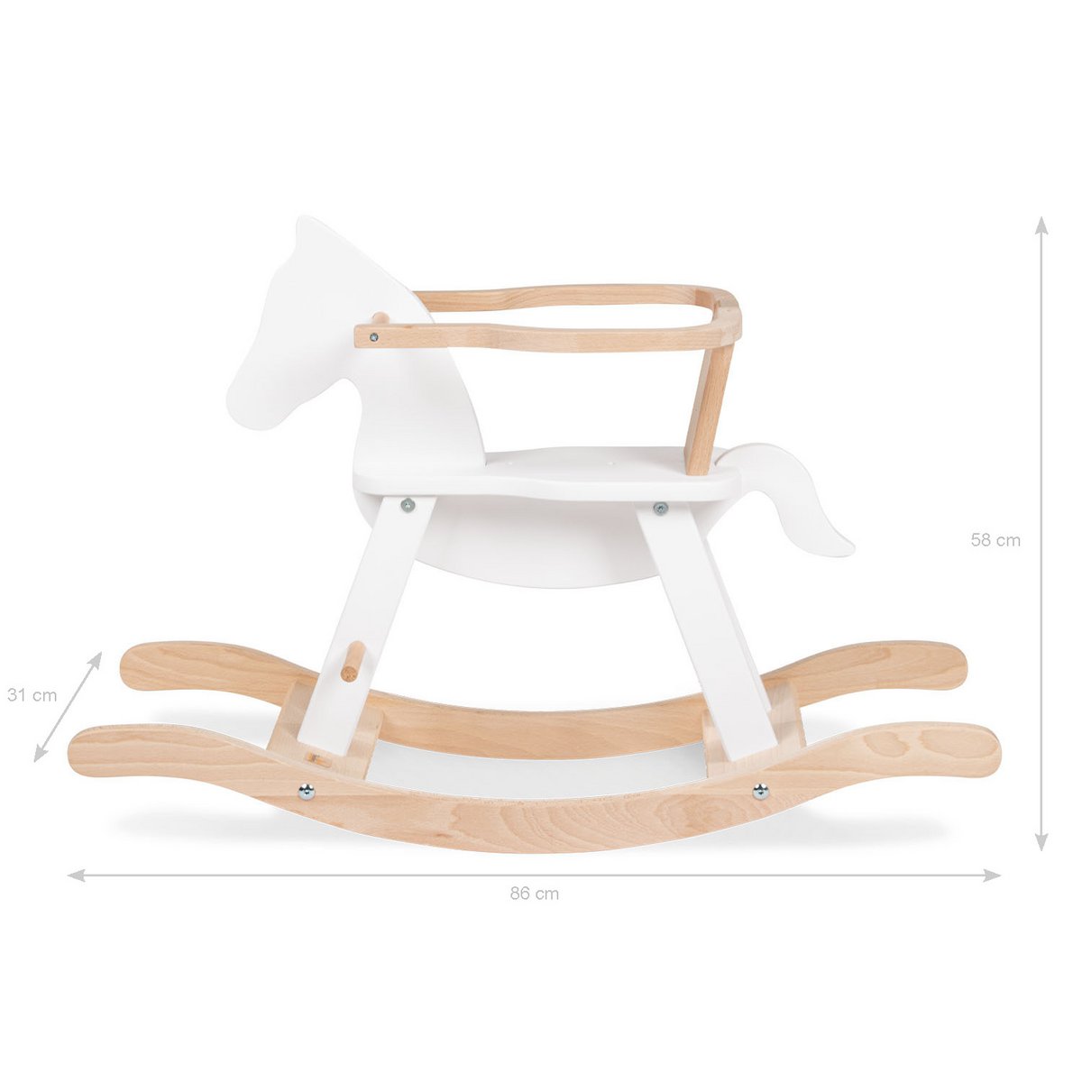 Rocking horse „Pinolino” with ring, white/natural